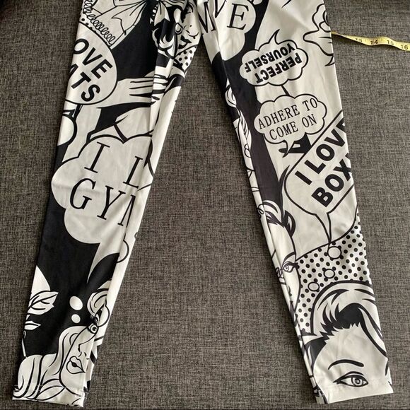 Shein NWT Two Tone Pop Art Print Leggings Comic Book Cartoon - Picture 8 of 14
